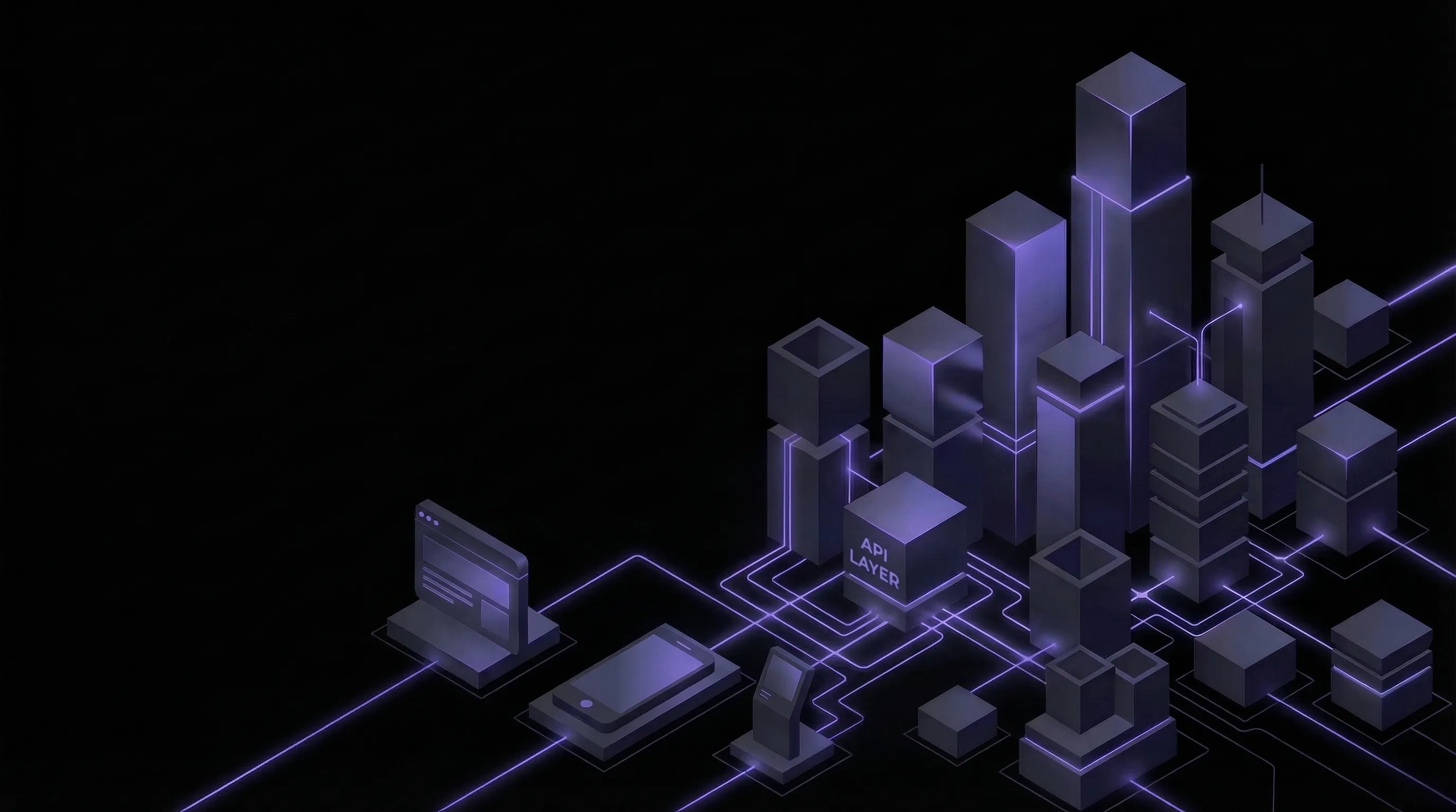 Diagram showing decoupled commerce architecture with separate frontend and backend layers connected by APIs