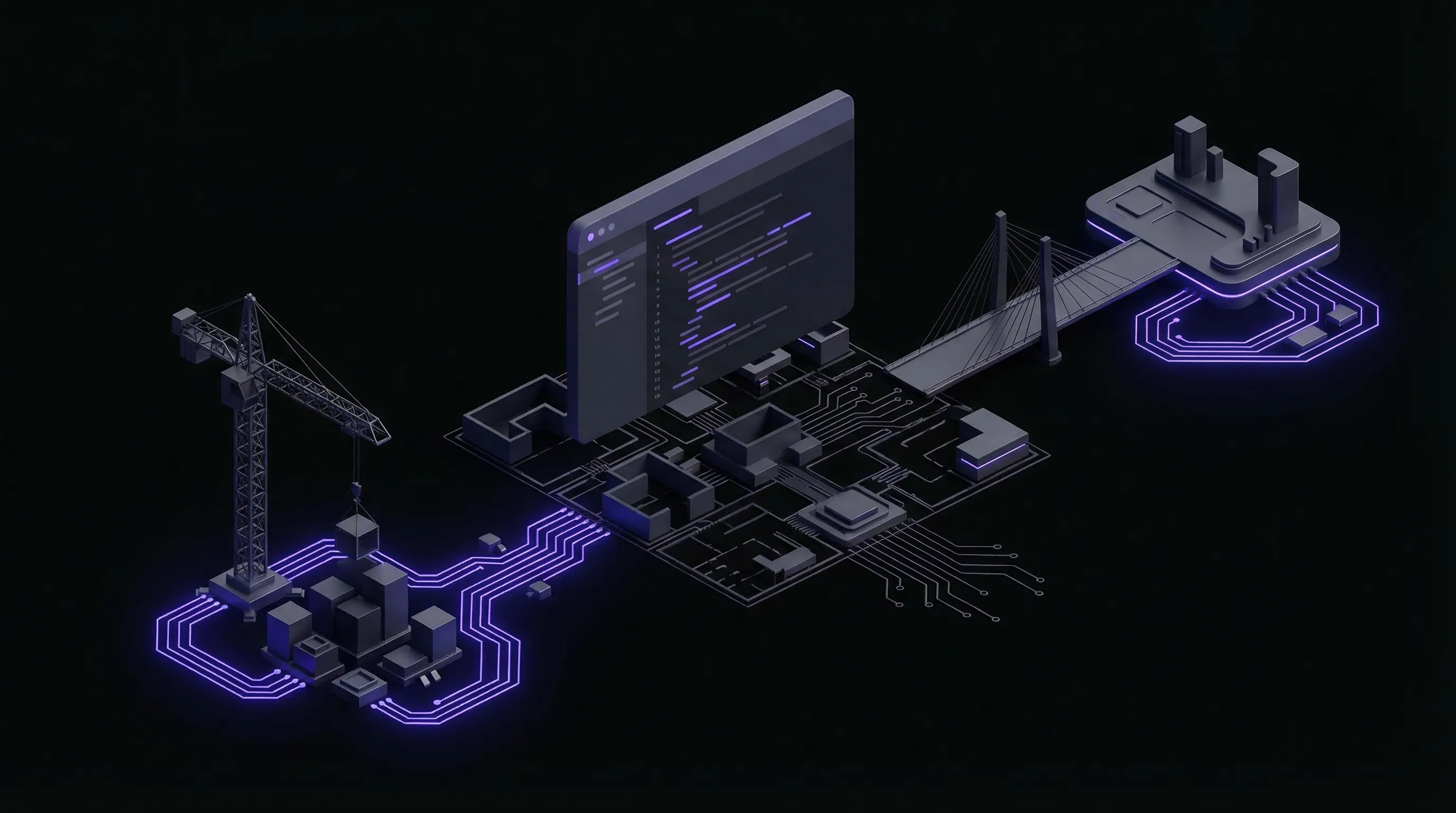 Isometric Magento architecture diagram with migration pathways branching toward modern platforms