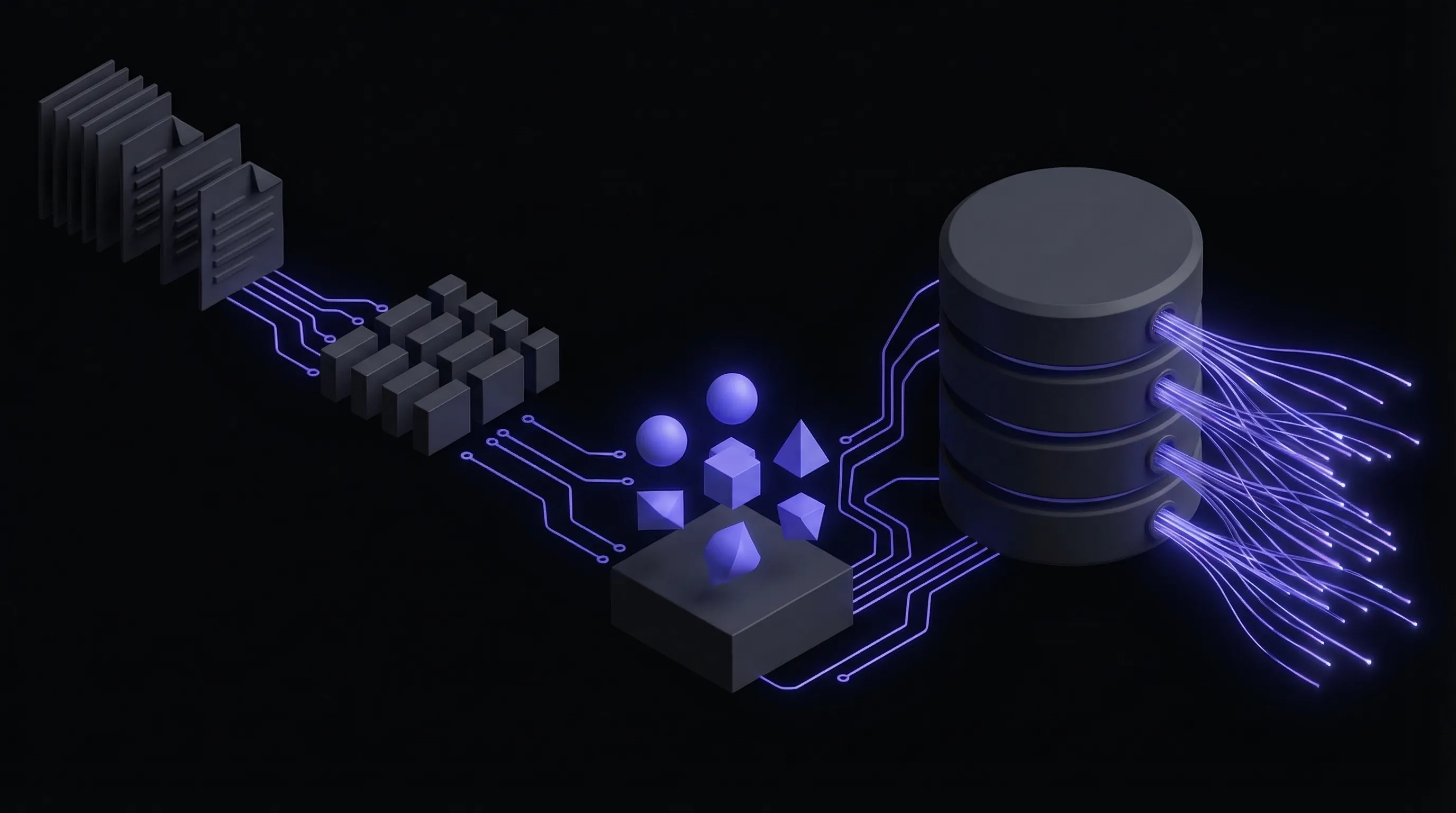 Technical diagram showing the retrieval-augmented generation pipeline from document ingestion to AI-generated response