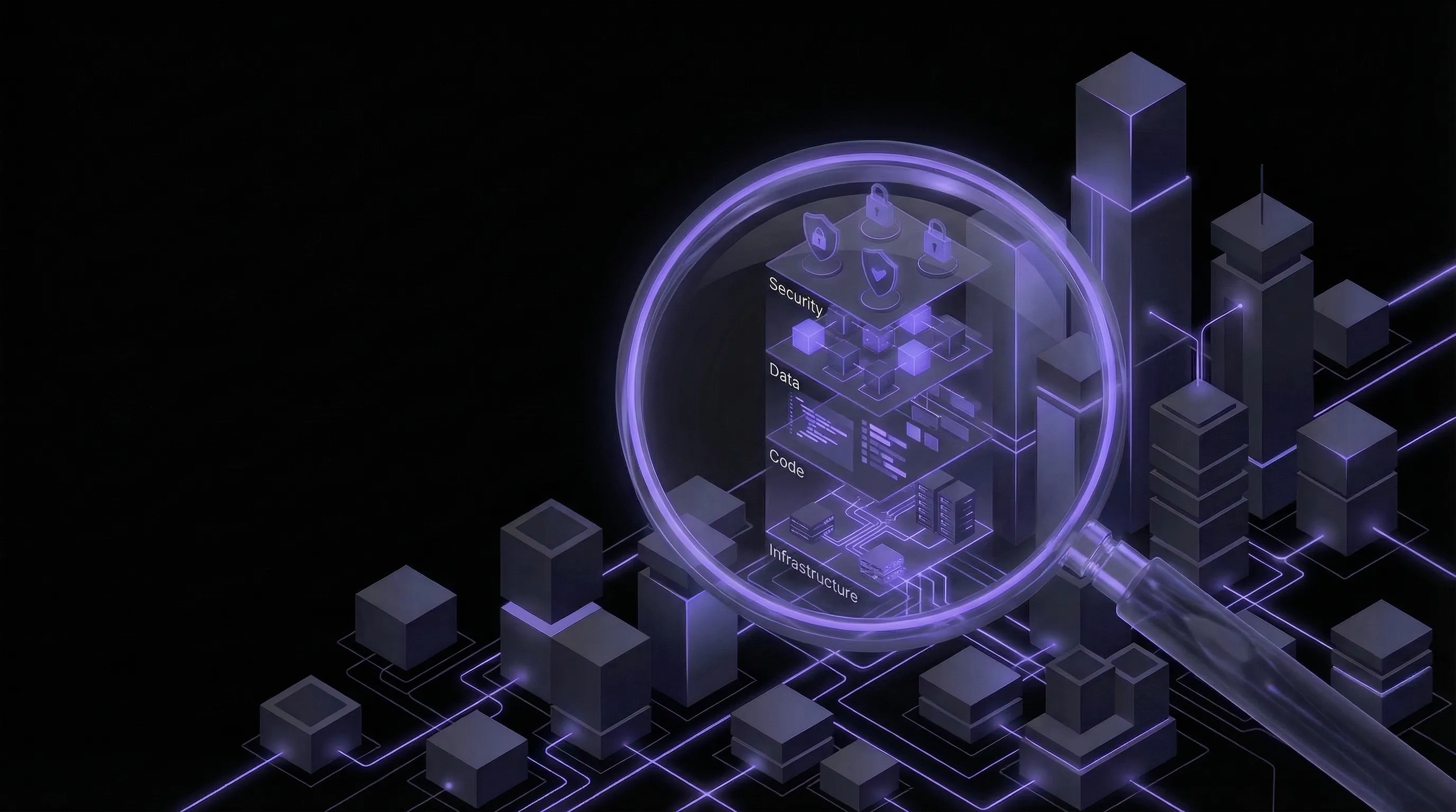 Technical architecture diagram under examination with highlighted assessment areas and risk indicators